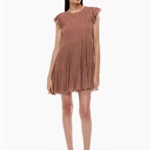 Wilfred Sidonie Dress in Mocha Sorbet Tiered Babydoll/ Mini Dress sz XS